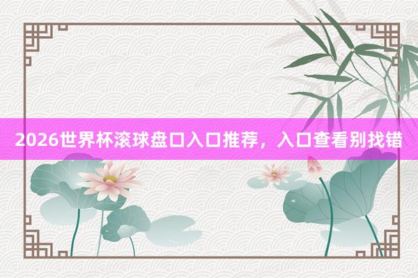 2026世界杯滚球盘口入口推荐，入口查看别找错