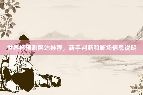 世界杯预测网站推荐，新手判断和临场信息说明