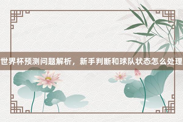 世界杯预测问题解析，新手判断和球队状态怎么处理