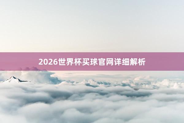 2026世界杯买球官网详细解析